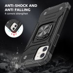 Wholesale Cube Style Armor Case with Rotating Ring Holder, Kickstand and Magnetic Car Mount Plate for iPhone 12 / 12 Pro 6.1 (Black)